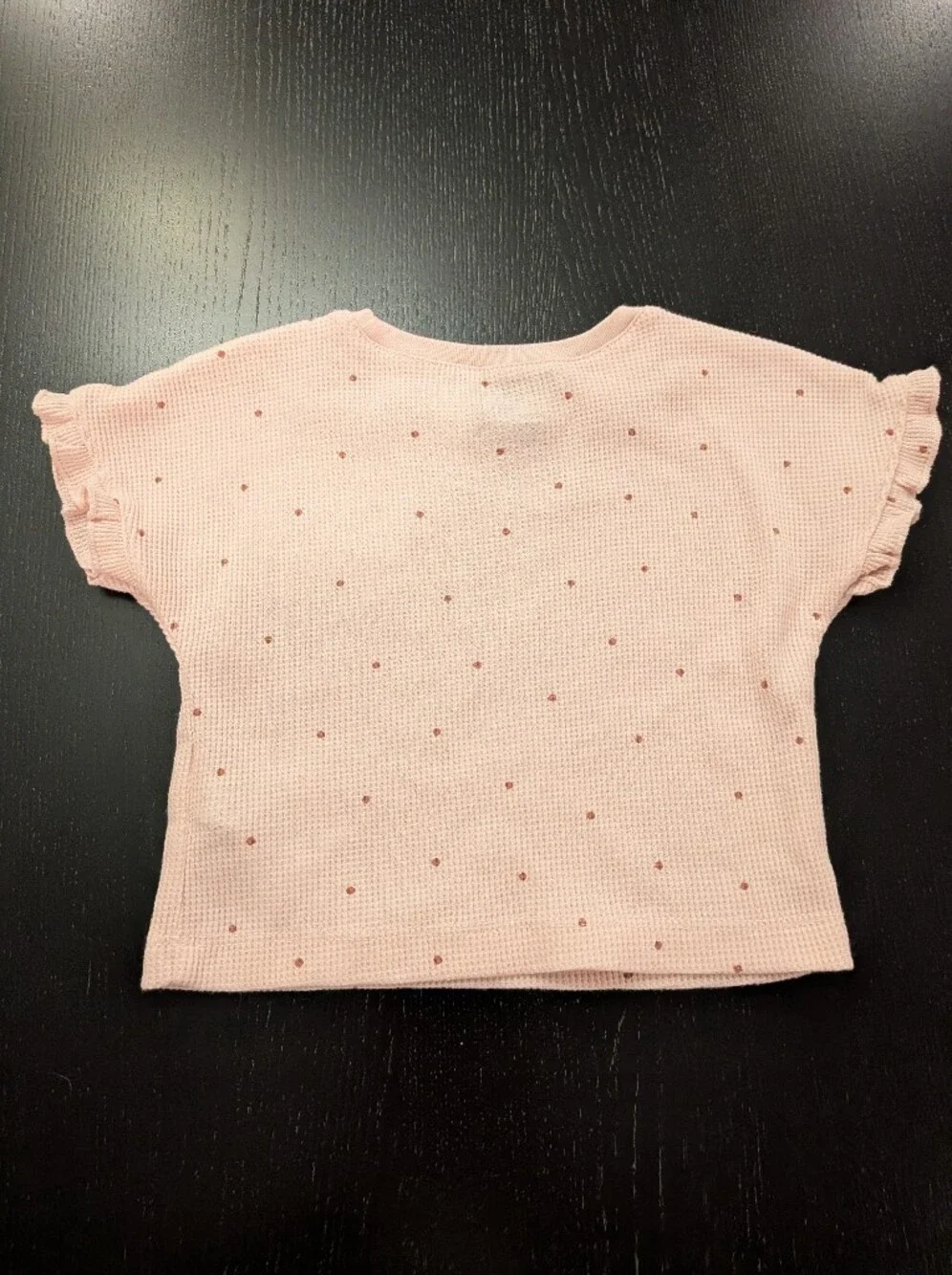 Carter's Light Pink Knit Dot Tee with Smiley Bow Embroidery